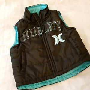 Hurley Baby Puffy Vest Brown & Turquoise Baby Infant 18 Months 18M
